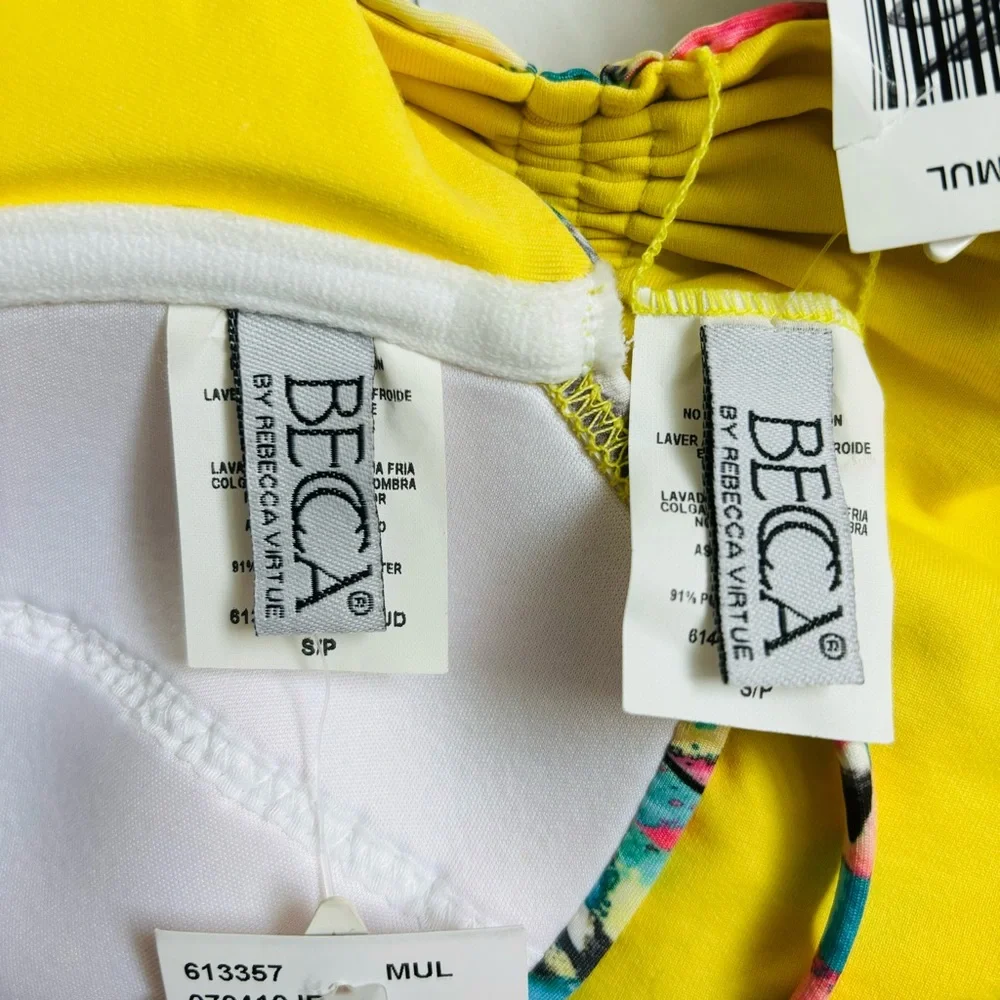 BECCA By Rebecca Virtue Paisley 2 Piece Bikini Top Bottom Set Yellow Size Small